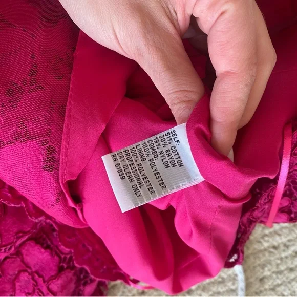 Rickie Freeman for Teri jon Fuchsia lace tulle Midi Dress size 2 - Picture 6 of 10
